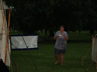 Jo made breakfast over a fire built on top of the ground! Troops still have to eat!  